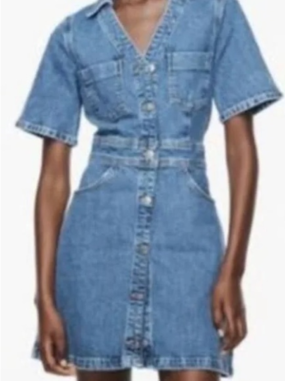 ZaraClassic Blue Denim Button-Front Mini Dress